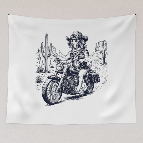 Item preview, Vintage Brittany Riding Motorbike Moto Western Cowboy Dog Lover designed and sold by DoodleTortle.