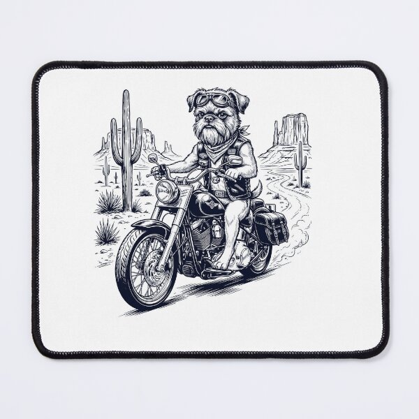 Item preview, Vintage Brussels Griffon Riding Motorbike Moto Western Cowboy Dog Lover designed and sold by DoodleTortle.