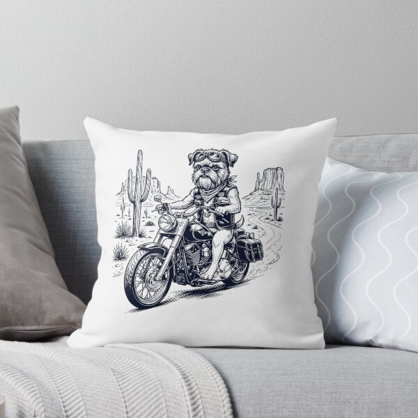Item preview, Vintage Brussels Griffon Riding Motorbike Moto Western Cowboy Dog Lover designed and sold by DoodleTortle.