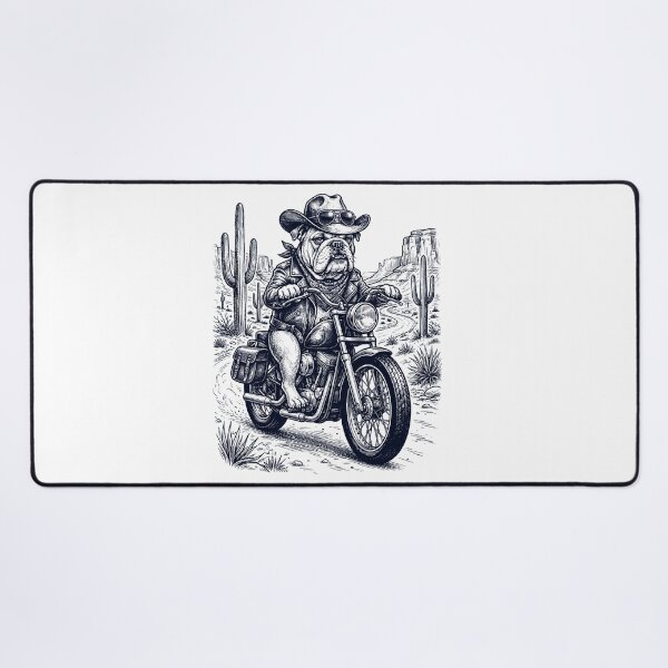 Item preview, Vintage Bulldog Riding Motorbike Moto Western Cowboy Dog Lover designed and sold by DoodleTortle.