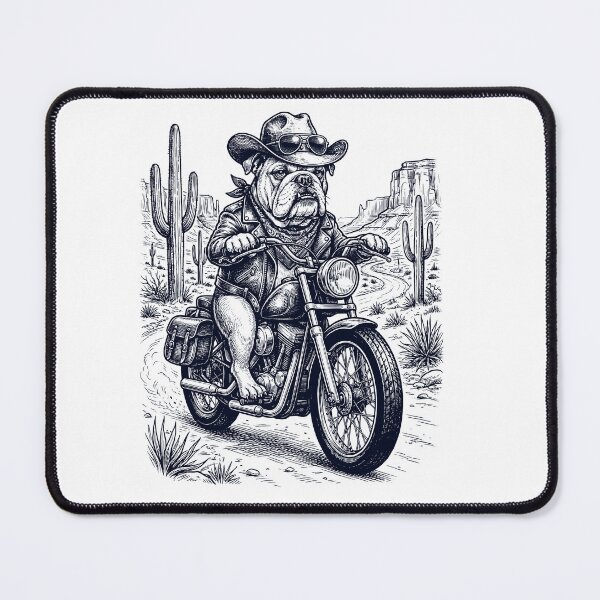 Item preview, Vintage Bulldog Riding Motorbike Moto Western Cowboy Dog Lover designed and sold by DoodleTortle.