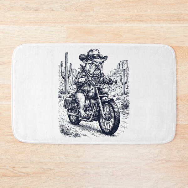 Item preview, Vintage Bulldog Riding Motorbike Moto Western Cowboy Dog Lover designed and sold by DoodleTortle.