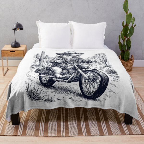 Item preview, Bulldog vintage montando motocicleta, moto vaquera western, amante de los perros designed and sold by DoodleTortle.