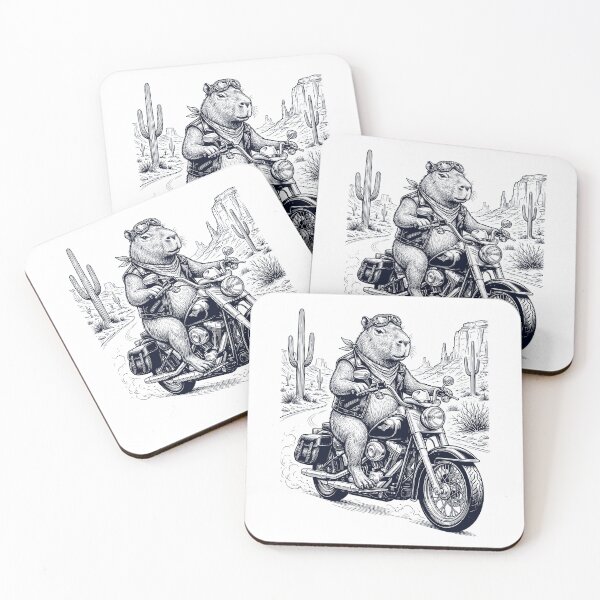 Item preview, Vintage Capybara Riding Motorbike Moto Western Cowboy Animal Lover designed and sold by DoodleTortle.