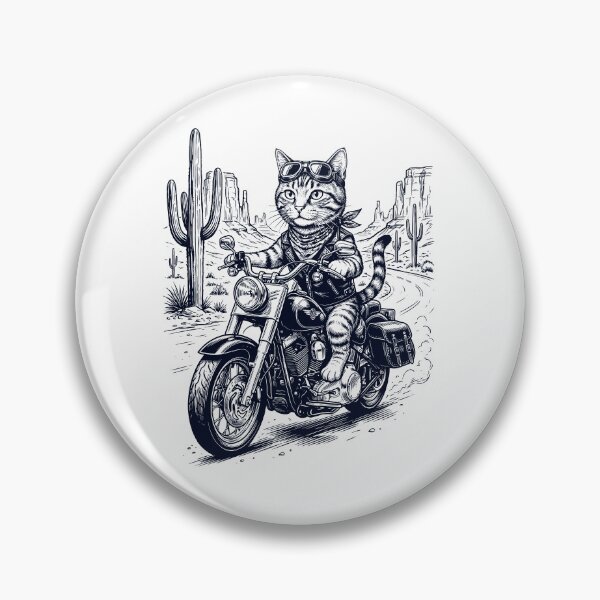 Item preview, Vintage Cat Riding Motorbike Moto Western Cowboy Animal Lover designed and sold by DoodleTortle.