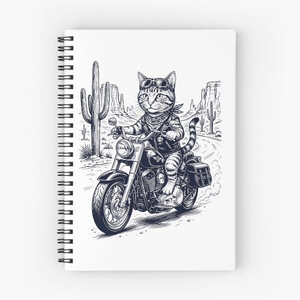 Item preview, Vintage Cat Riding Motorbike Moto Western Cowboy Animal Lover designed and sold by DoodleTortle.