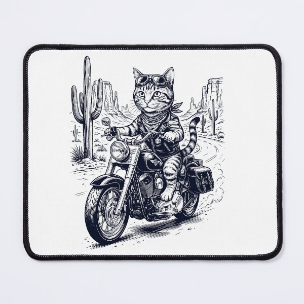 Item preview, Vintage Cat Riding Motorbike Moto Western Cowboy Animal Lover designed and sold by DoodleTortle.