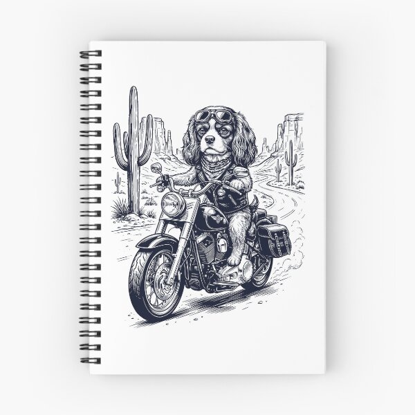 Item preview, Vintage Cavalier King Charles Spaniel Riding Motorbike Moto Western Cowboy Dog Lover designed and sold by DoodleTortle.