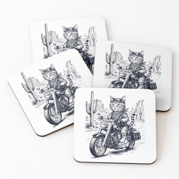 Item preview, Vintage Cat Riding Motorbike Moto Western Cowboy Animal Lover designed and sold by DoodleTortle.