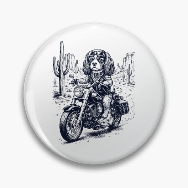 Item preview, Vintage Cavalier King Charles Spaniel Riding Motorbike Moto Western Cowboy Dog Lover designed and sold by DoodleTortle.