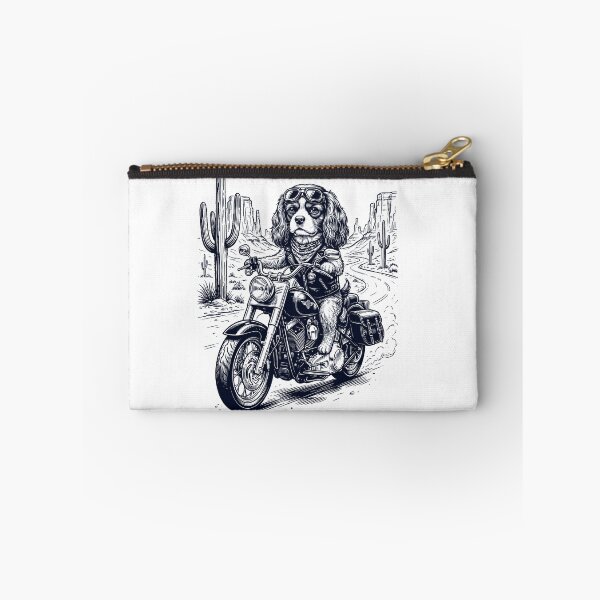 Item preview, Vintage Cavalier King Charles Spaniel Riding Motorbike Moto Western Cowboy Dog Lover designed and sold by DoodleTortle.