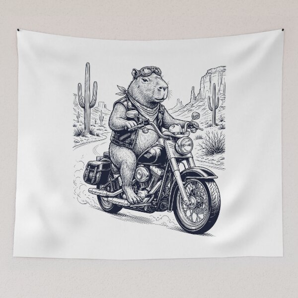Item preview, Vintage Capybara Riding Motorbike Moto Western Cowboy Animal Lover designed and sold by DoodleTortle.