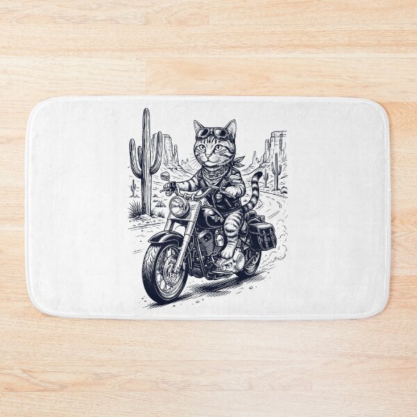 Item preview, Vintage Cat Riding Motorbike Moto Western Cowboy Animal Lover designed and sold by DoodleTortle.
