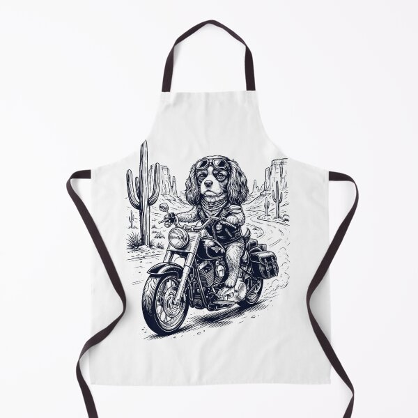 Item preview, Vintage Cavalier King Charles Spaniel Riding Motorbike Moto Western Cowboy Dog Lover designed and sold by DoodleTortle.