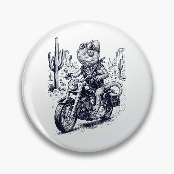 Item preview, Vintage Chameleon Riding Motorbike Moto Western Cowboy Animal Lover designed and sold by DoodleTortle.