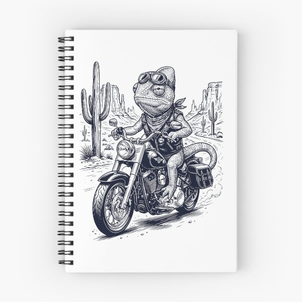 Item preview, Vintage Chameleon Riding Motorbike Moto Western Cowboy Animal Lover designed and sold by DoodleTortle.