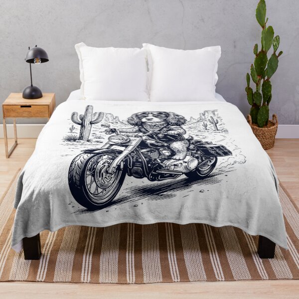 Item preview, Vintage Cavalier King Charles Spaniel Riding Motorbike Moto Western Cowboy Dog Lover designed and sold by DoodleTortle.