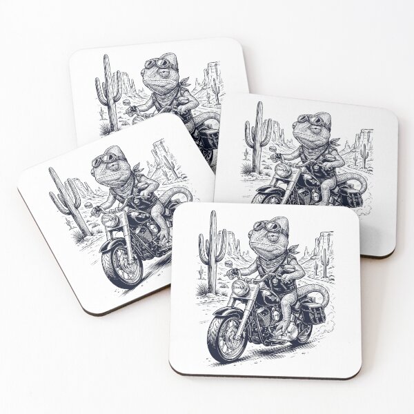 Item preview, Vintage Chameleon Riding Motorbike Moto Western Cowboy Animal Lover designed and sold by DoodleTortle.