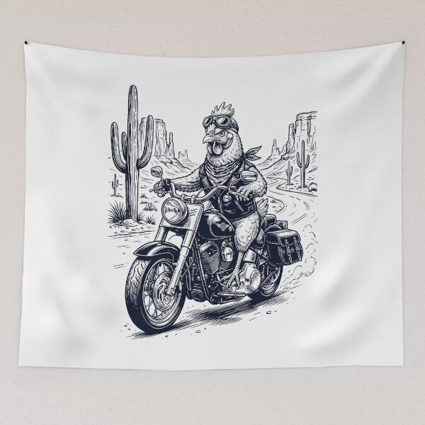 Item preview, Vintage Chicken Riding Motorbike Moto Western Cowboy Animal Lover designed and sold by DoodleTortle.