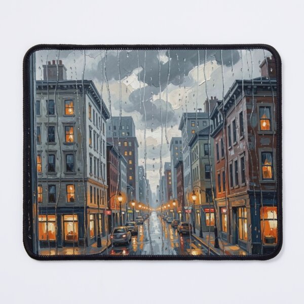 Item preview, Rainy City Street in Jane Davie Style with Soft Lights and Urban Reflections designed and sold by FotoworldEdel.