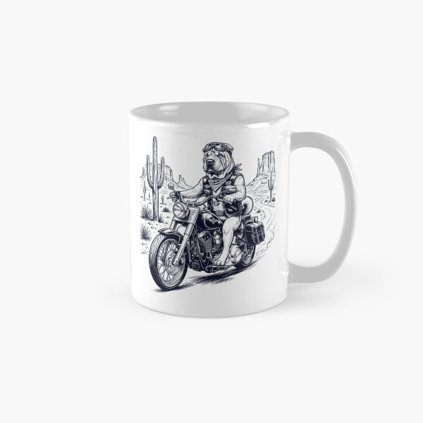 Item preview, Vintage Chinese Shar Pei Riding Motorbike Moto Western Cowboy Dog Lover designed and sold by DoodleTortle.