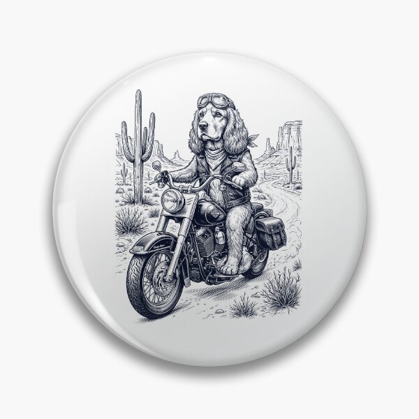 Item preview, Vintage Cocker Spaniel Riding Motorbike Moto Western Cowboy Dog Lover designed and sold by DoodleTortle.