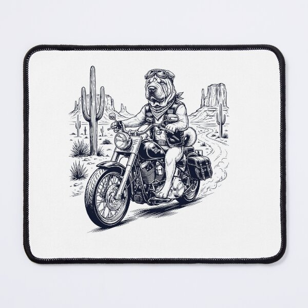Item preview, Vintage Chinese Shar Pei Riding Motorbike Moto Western Cowboy Dog Lover designed and sold by DoodleTortle.