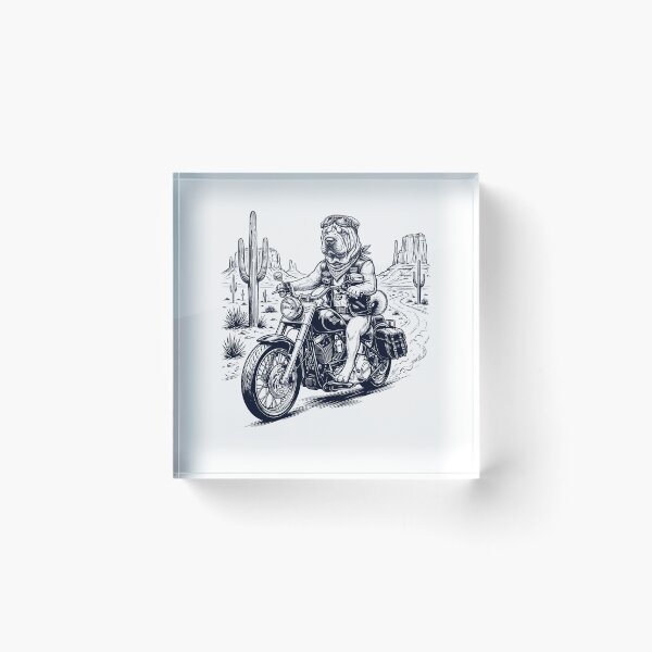 Item preview, Vintage Chinese Shar Pei Riding Motorbike Moto Western Cowboy Dog Lover designed and sold by DoodleTortle.