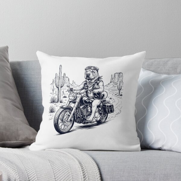 Item preview, Vintage Chinese Shar Pei Riding Motorbike Moto Western Cowboy Dog Lover designed and sold by DoodleTortle.