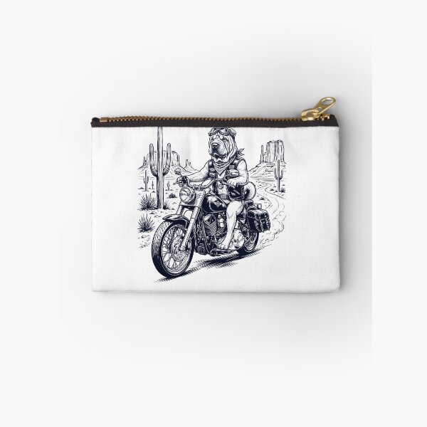 Item preview, Vintage Chinese Shar Pei Riding Motorbike Moto Western Cowboy Dog Lover designed and sold by DoodleTortle.