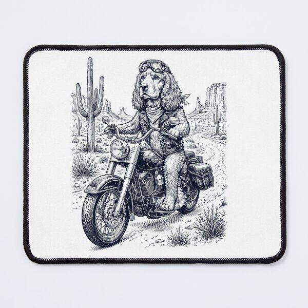 Item preview, Vintage Cocker Spaniel Riding Motorbike Moto Western Cowboy Dog Lover designed and sold by DoodleTortle.