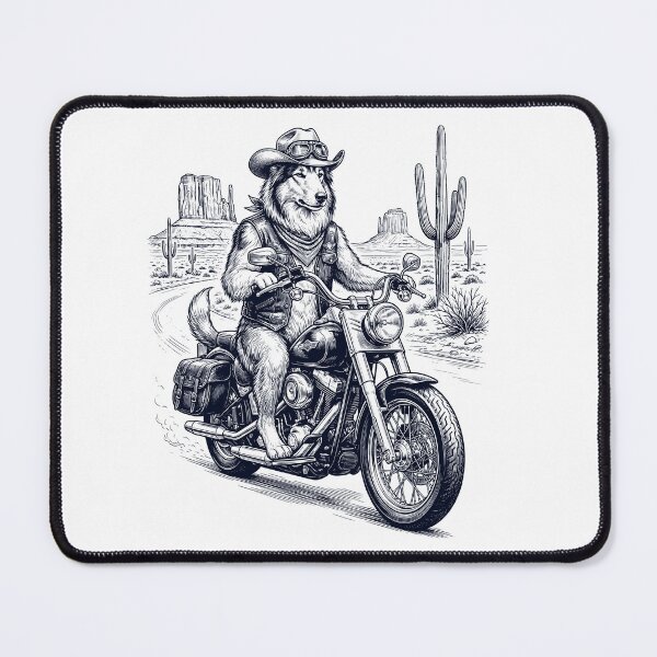 Item preview, Vintage Collie Riding Motorbike Moto Western Cowboy Dog Lover designed and sold by DoodleTortle.