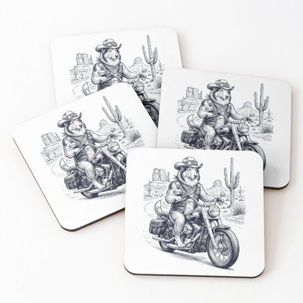 Item preview, Vintage Collie Riding Motorbike Moto Western Cowboy Dog Lover designed and sold by DoodleTortle.