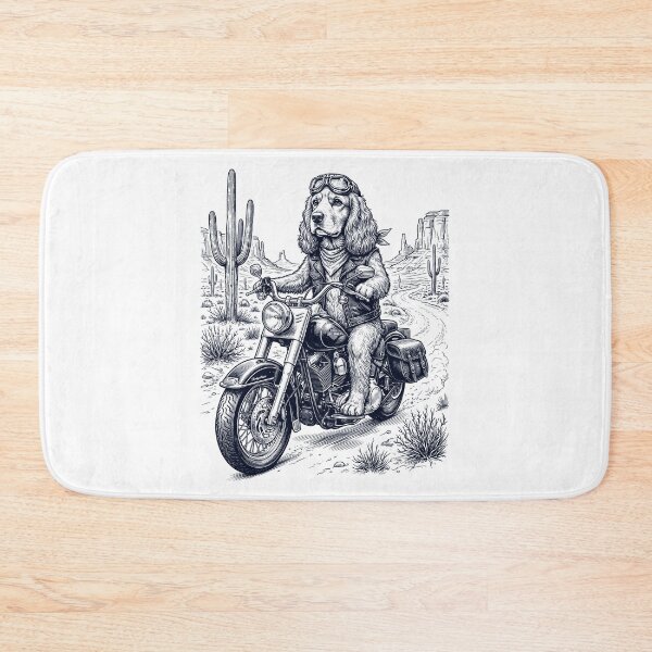 Item preview, Vintage Cocker Spaniel Riding Motorbike Moto Western Cowboy Dog Lover designed and sold by DoodleTortle.