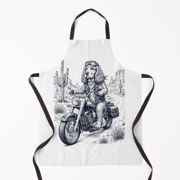 Item preview, Vintage Cocker Spaniel Riding Motorbike Moto Western Cowboy Dog Lover designed and sold by DoodleTortle.