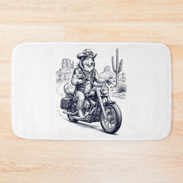 Item preview, Vintage Collie Riding Motorbike Moto Western Cowboy Dog Lover designed and sold by DoodleTortle.