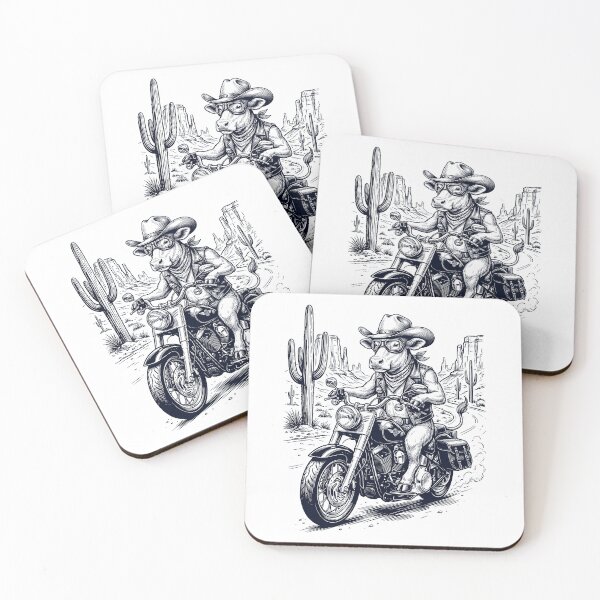 Item preview, Vintage Cow Riding Motorbike Moto Western Cowboy Animal Lover designed and sold by DoodleTortle.