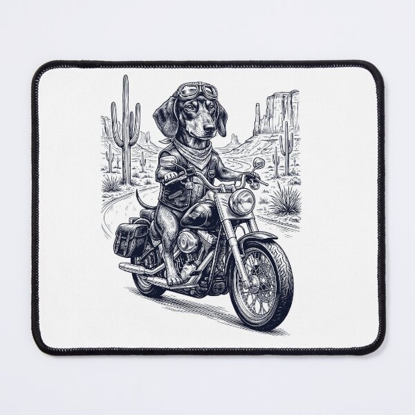 Item preview, Vintage Dachshund Riding Motorbike Moto Western Cowboy Dog Lover designed and sold by DoodleTortle.