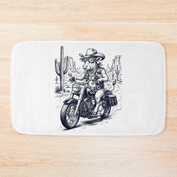 Item preview, Vintage Cow Riding Motorbike Moto Western Cowboy Animal Lover designed and sold by DoodleTortle.