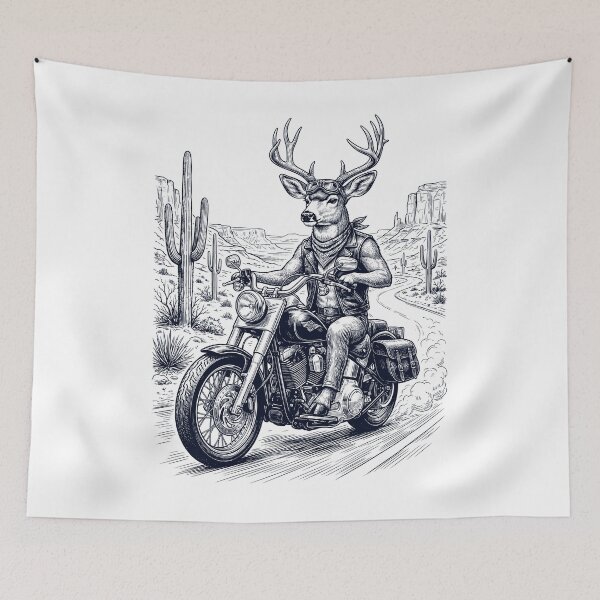 Item preview, Vintage Deer Riding Motorbike Moto Western Cowboy Animal Lover designed and sold by DoodleTortle.