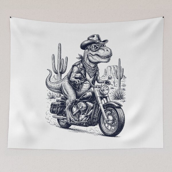Item preview, Vintage Dinosaur Riding Motorbike Moto Western Cowboy Animal Lover designed and sold by DoodleTortle.