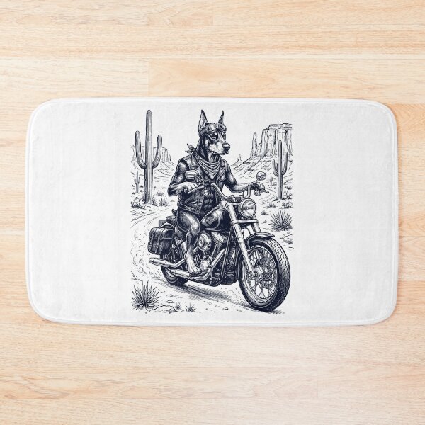Item preview, Vintage Doberman Pinscher Riding Motorbike Moto Western Cowboy Dog Lover designed and sold by DoodleTortle.
