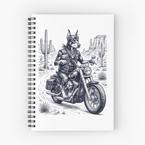 Item preview, Vintage Doberman Pinscher Riding Motorbike Moto Western Cowboy Dog Lover designed and sold by DoodleTortle.