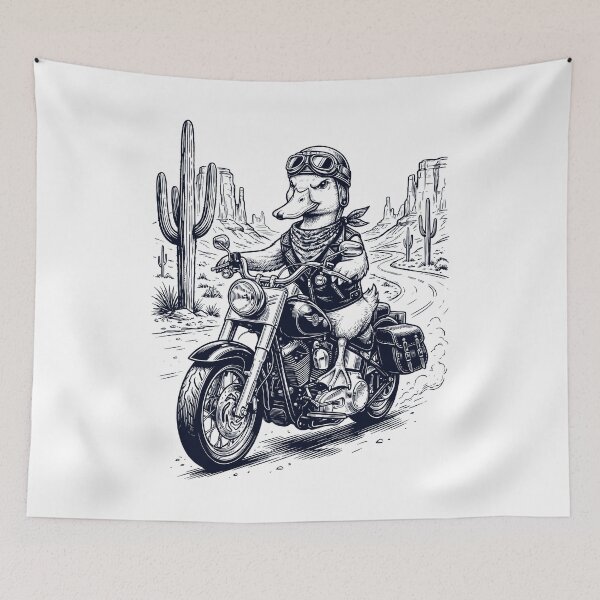 Item preview, Vintage Duck Riding Motorbike Moto Western Cowboy Animal Lover designed and sold by DoodleTortle.