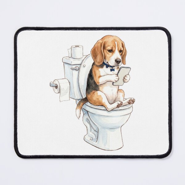Item preview, Beagle Dog Bathroom Humor - Checking Phone on Toilet designed and sold by seven things shop.