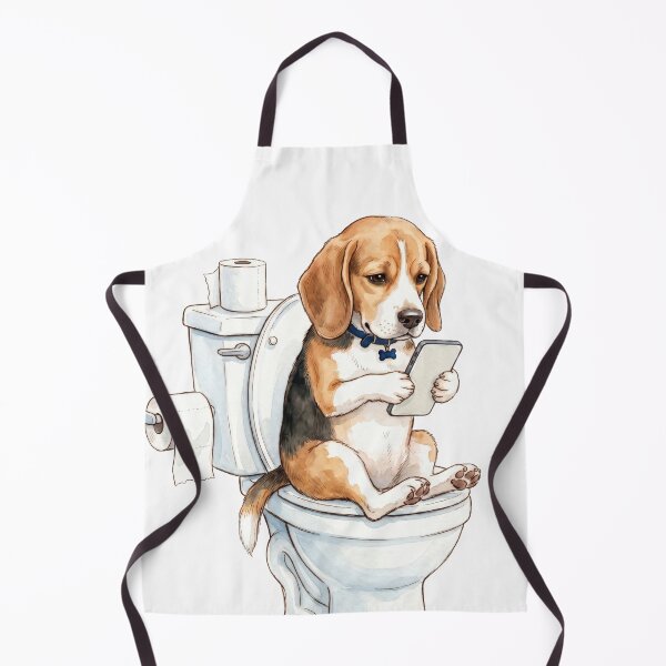 Item preview, Beagle Dog Bathroom Humor - Checking Phone on Toilet designed and sold by seven things shop.