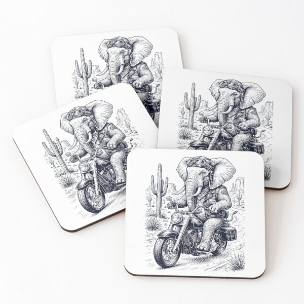 Item preview, Vintage Elephant Riding Motorbike Moto Western Cowboy Animal Lover designed and sold by DoodleTortle.
