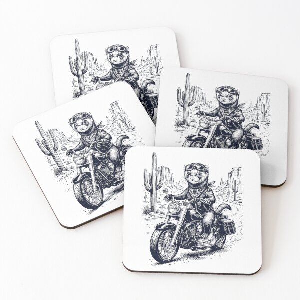 Aperçu de l'œuvre Vintage Ferret Riding Motorbike Moto Western Cowboy Animal Lover créée et vendue par DoodleTortle.