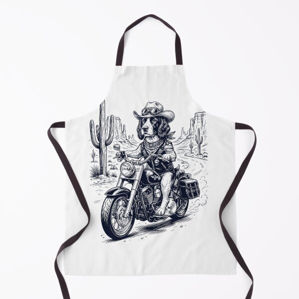Item preview, Vintage English Springer Spaniel Riding Motorbike Moto Western Cowboy Dog Lover designed and sold by DoodleTortle.