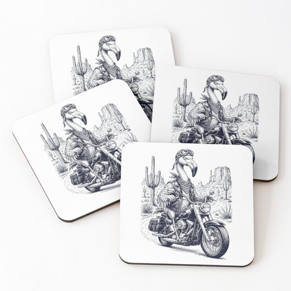 Item preview, Vintage Flamingo Riding Motorbike Moto Western Cowboy Animal Lover designed and sold by DoodleTortle.
